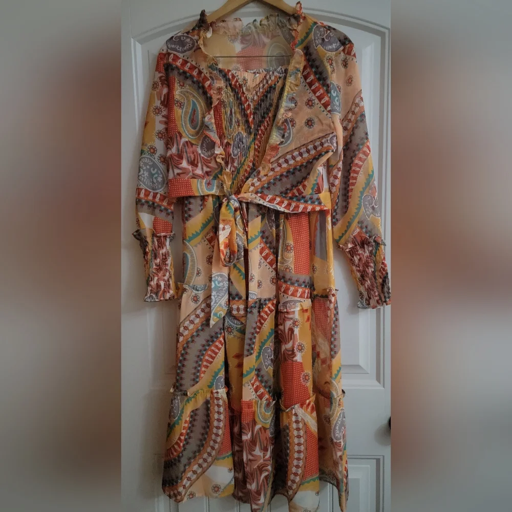 NEW Vibrant Patchwork 2pc Pant Suit - Multicolor - Picture 2 of 5